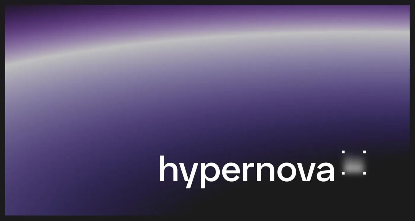 Hypernova logo over a violet planet horizon