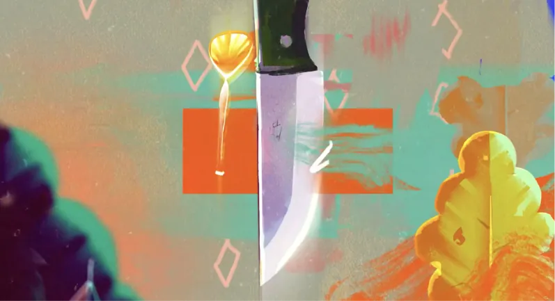 Knife and tea, animated loop